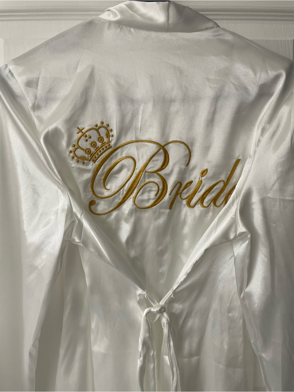 Bride Satin Robe with Gold Script - Picture 3 of 5